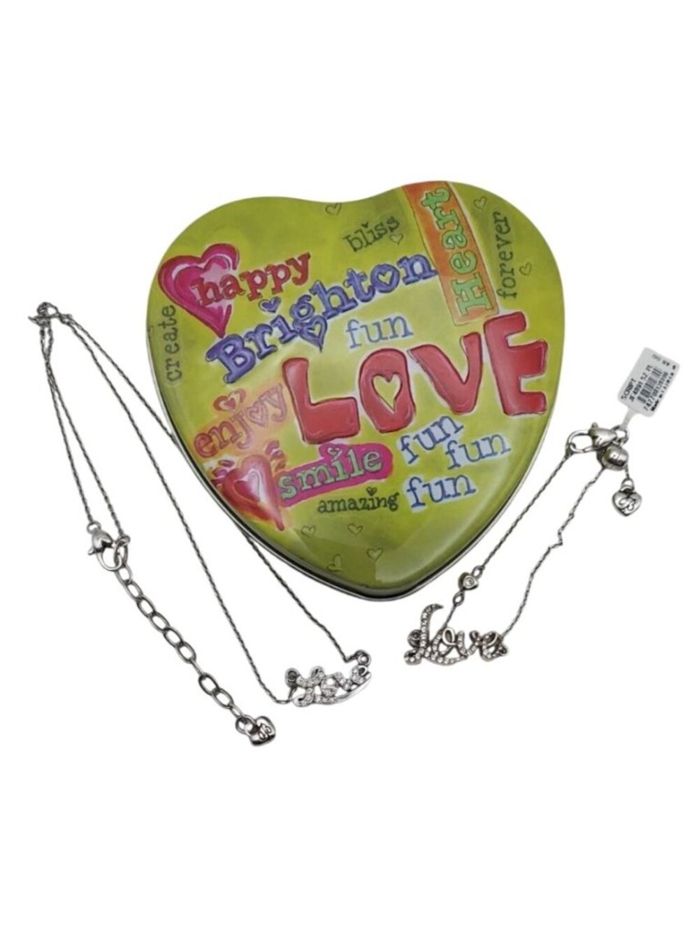 Brighton Script Necklace Bracelet 2 Piece Jewelry Set Silver Plated Gift Tin NEW